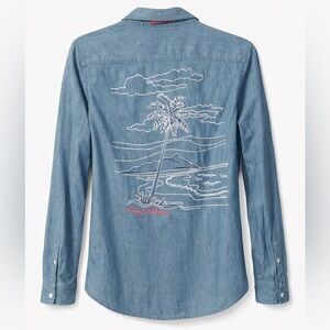 Tommy Bahama Chambray Button Up Shirt XS Cotton Linen Long Sleeve